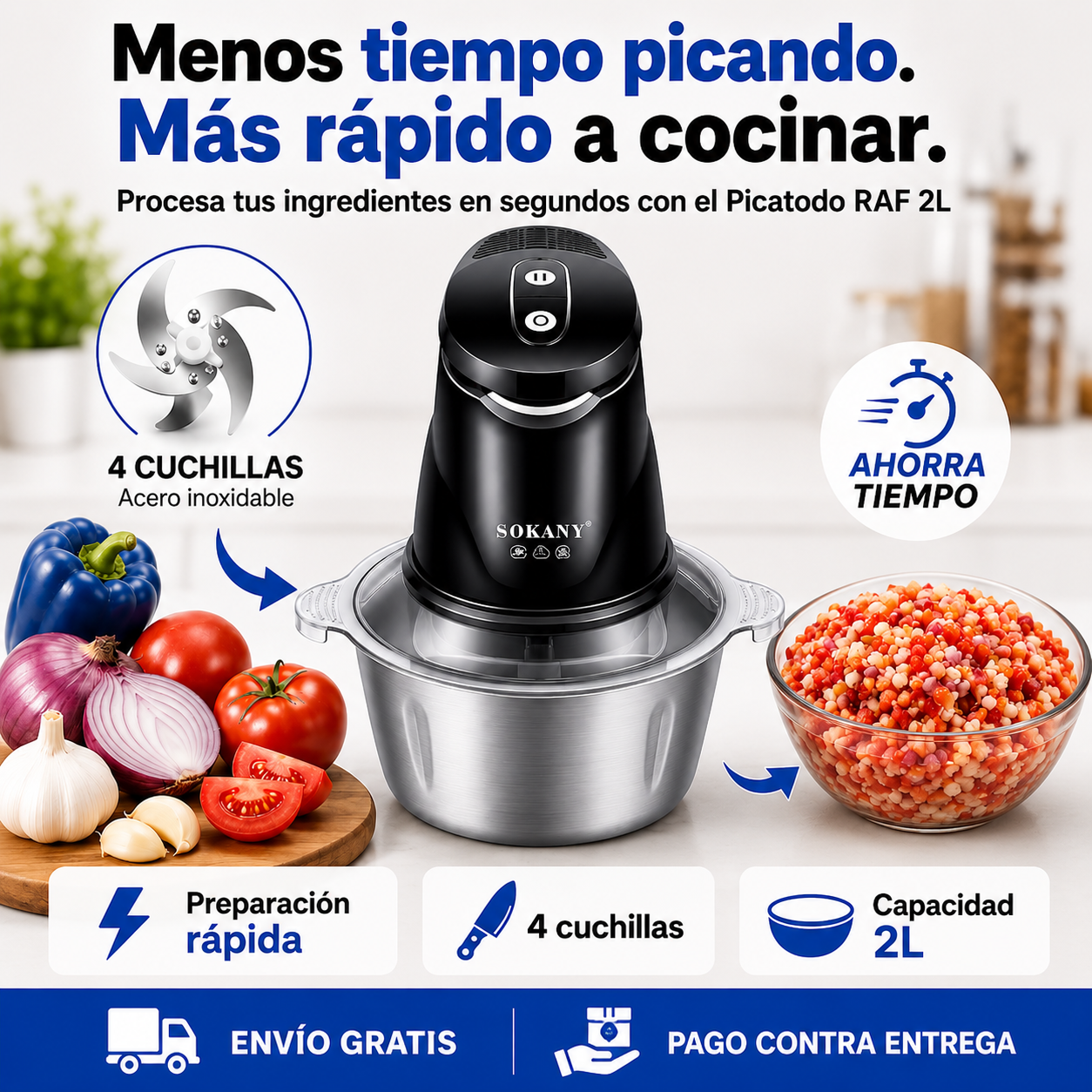 PICATODO - Picadora De Alimentos Eléctrica Multifuncional