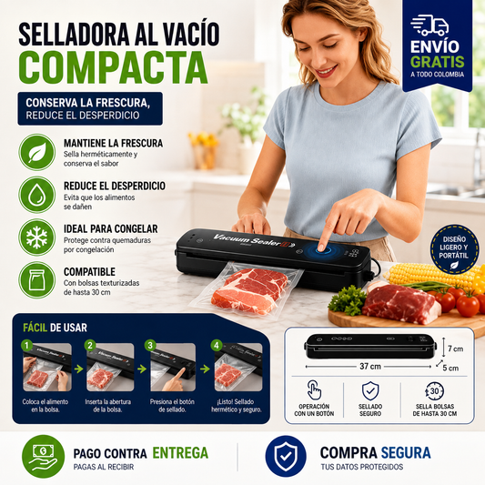 Máquina Selladora De Alimentos Al Vacío Automática + Bolsas