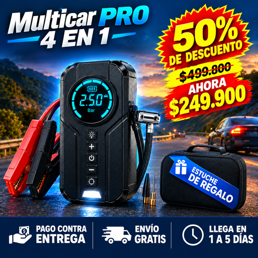 Multicar PRO 4 en 1  –  Kit de Emergencia Automotriz 4 en 1